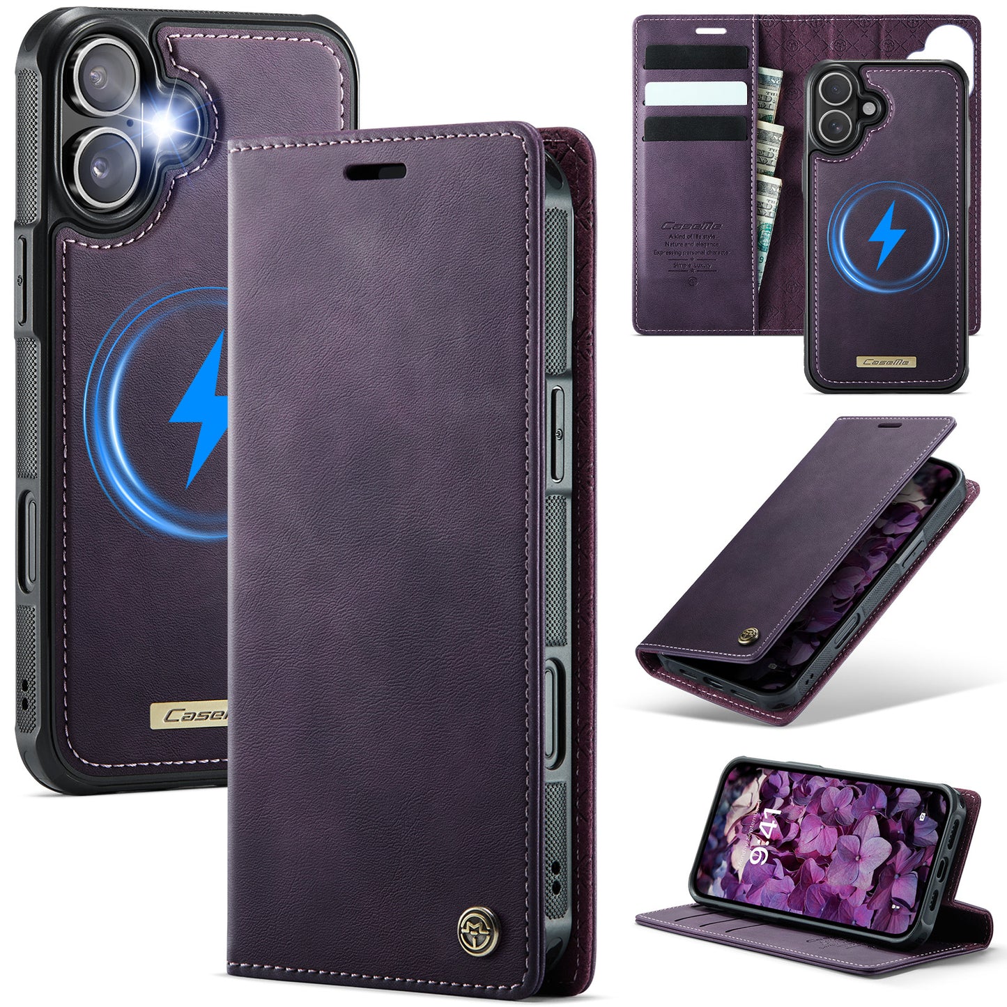 New 2-in-1 RFID Blocking Card Holder Magnetic Leather Phone Case for iPhone
