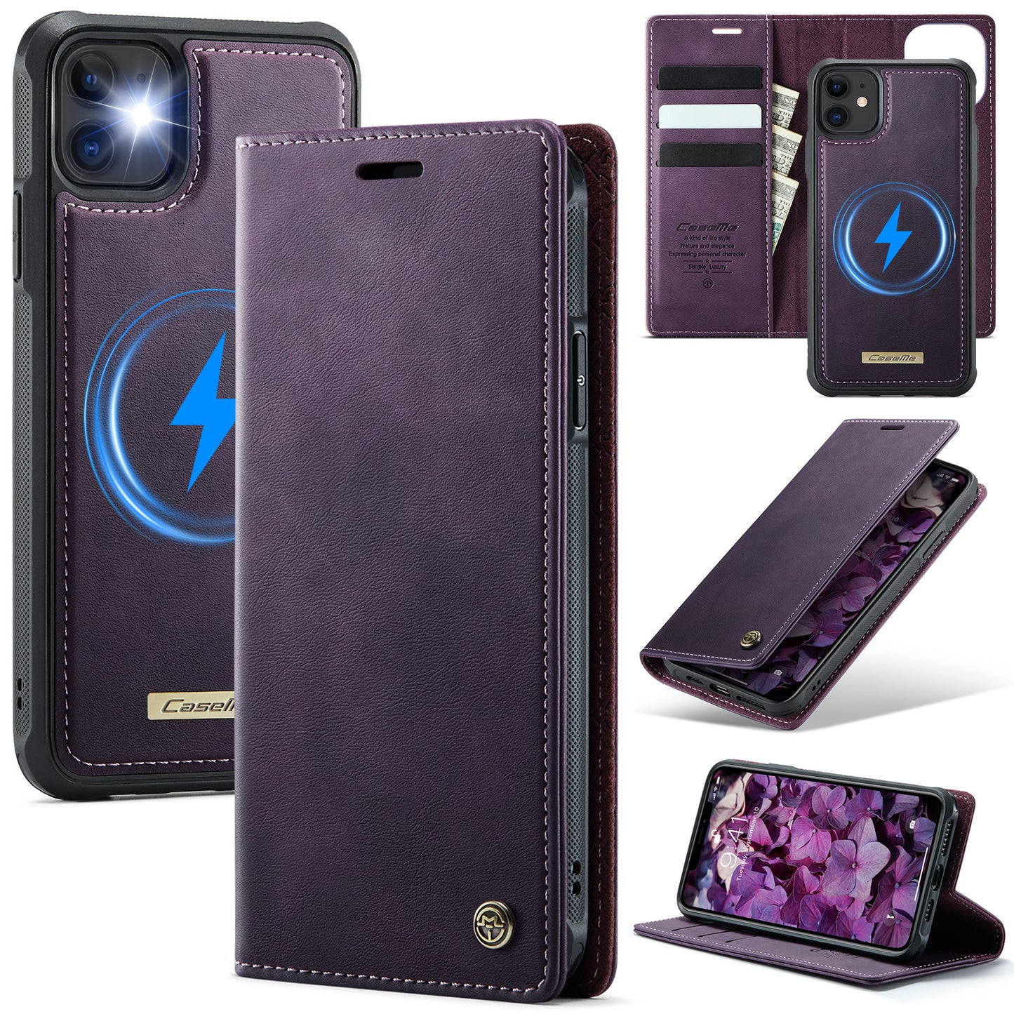 New 2-in-1 RFID Blocking Card Holder Magnetic Leather Phone Case for iPhone