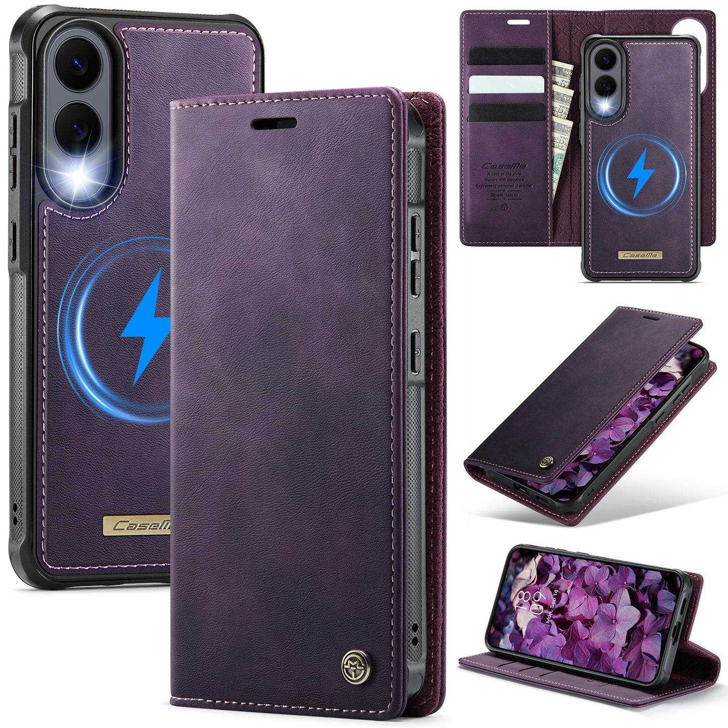 New 2-in-1 RFID Blocking Card Holder Magnetic Leather Phone Case for Samsung