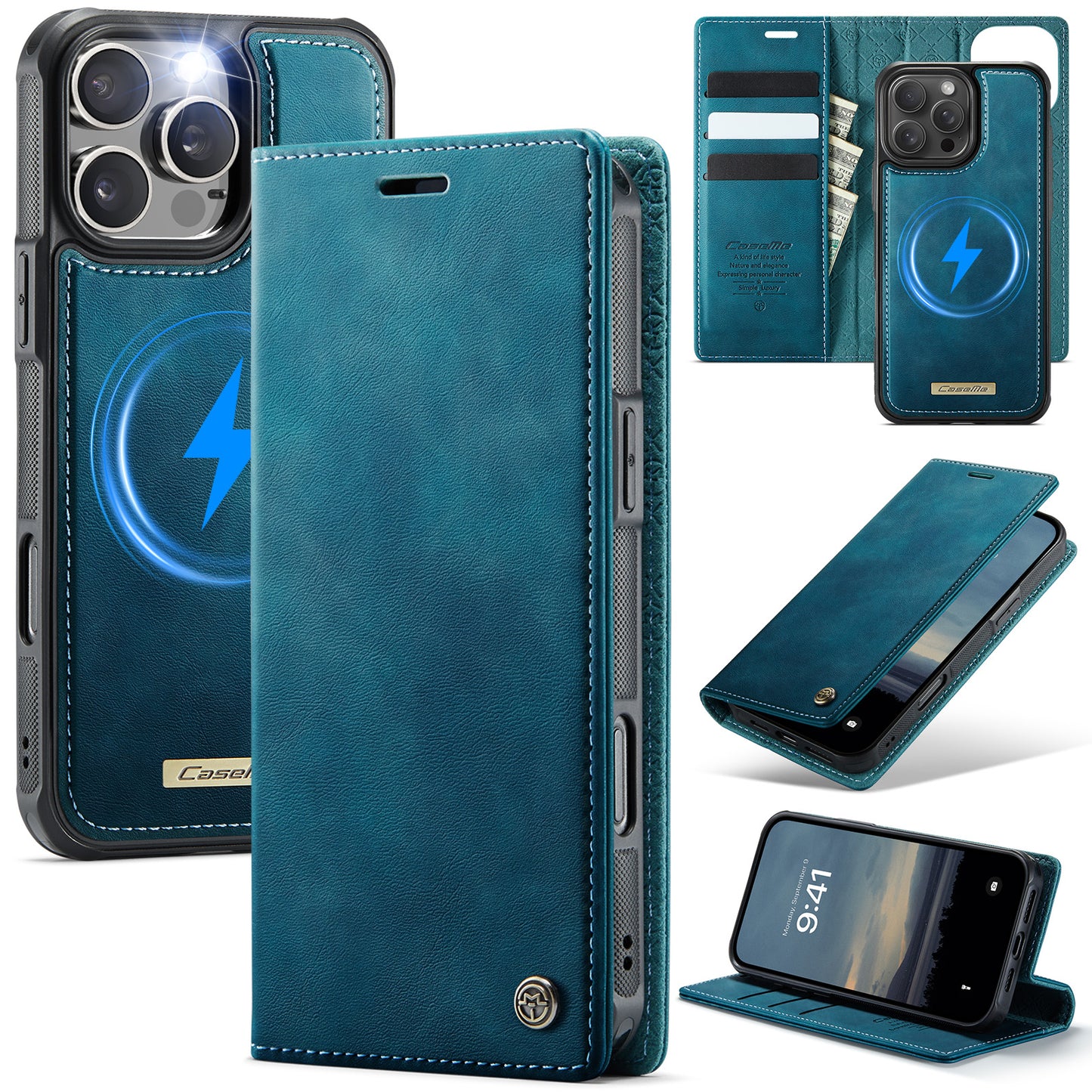 New 2-in-1 RFID Blocking Card Holder Magnetic Leather Phone Case for iPhone