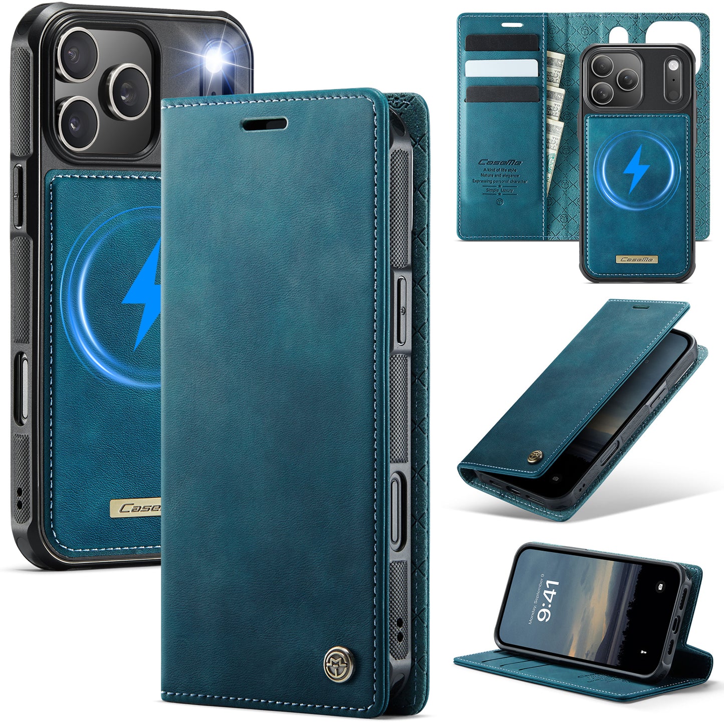 New 2-in-1 RFID Blocking Card Holder Magnetic Leather Phone Case for iPhone Air/17/17 Pro/17 Pro Max