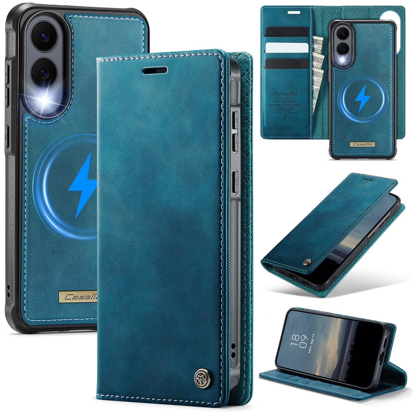 New 2-in-1 RFID Blocking Card Holder Magnetic Leather Phone Case for Samsung