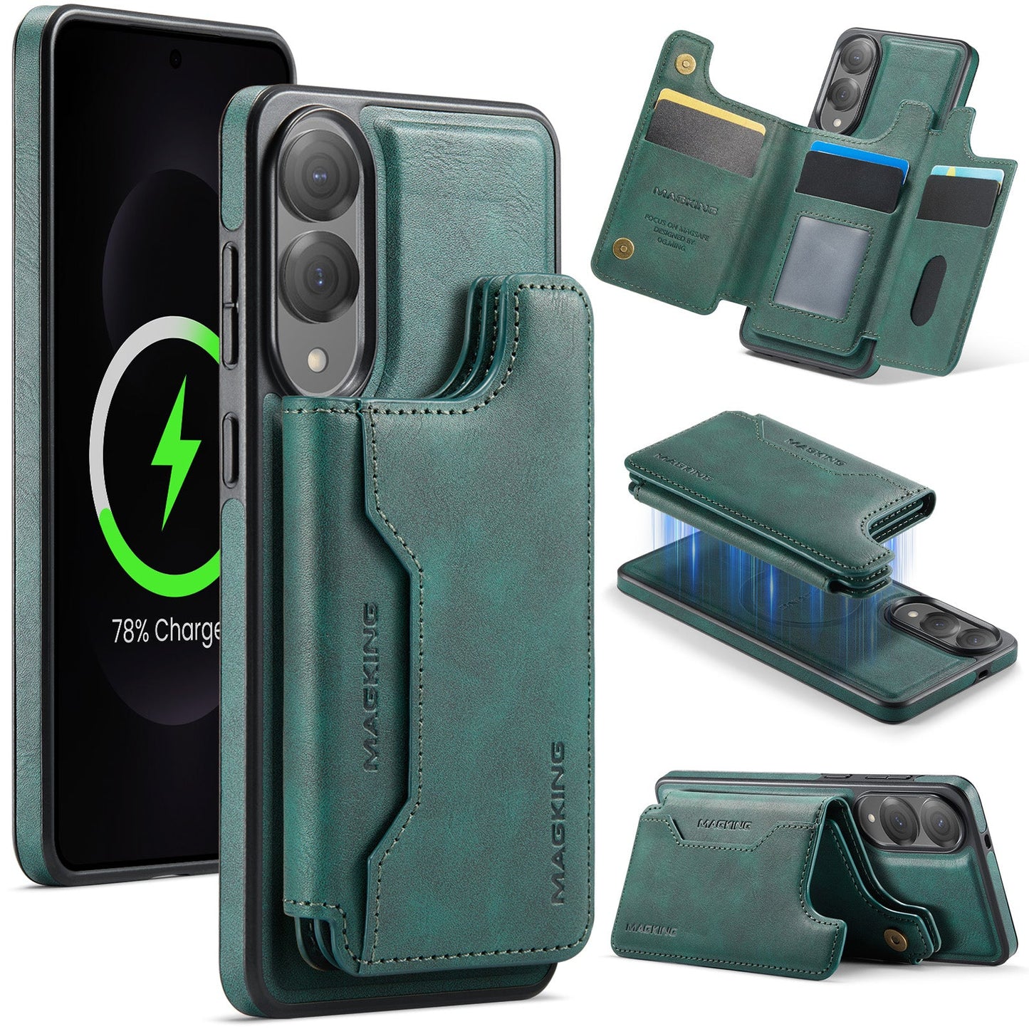 New 2-in-1 RFID Blocking Card Holder Leather Phone Case for Samsung