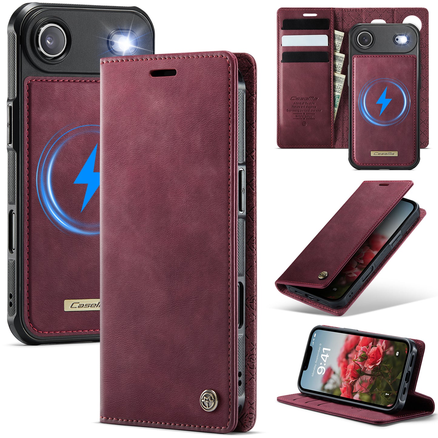 New 2-in-1 RFID Blocking Card Holder Magnetic Leather Phone Case for iPhone Air/17/17 Pro/17 Pro Max
