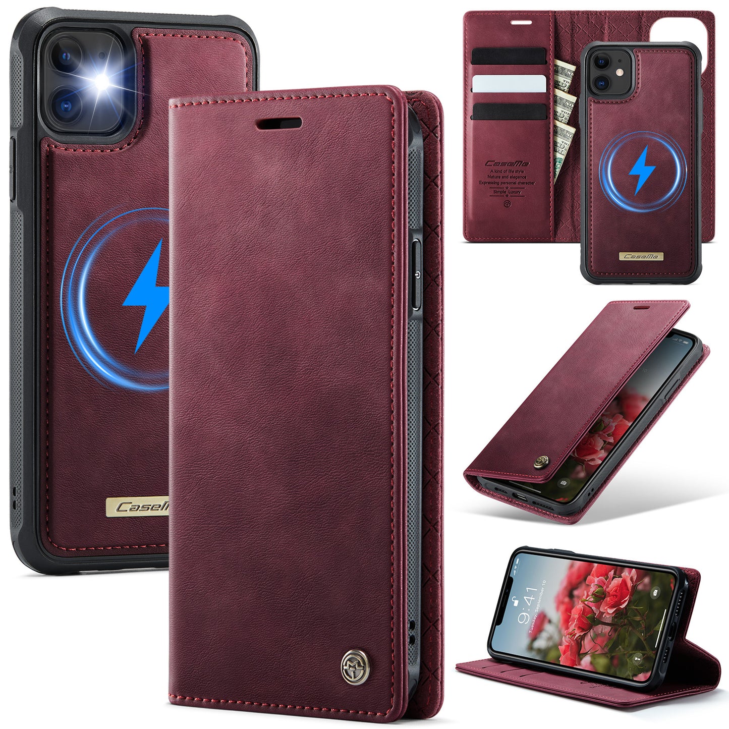 New 2-in-1 RFID Blocking Card Holder Magnetic Leather Phone Case for iPhone