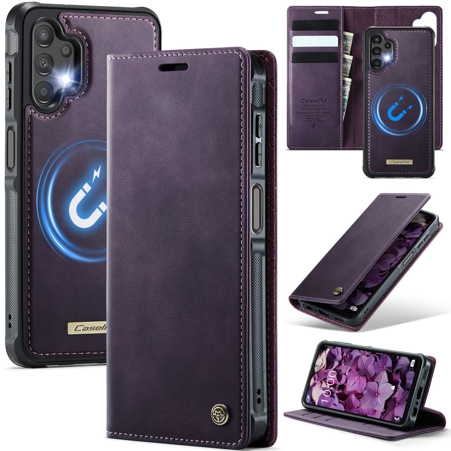 New 2-in-1 RFID Blocking Card Holder Magnetic Leather Phone Case for Samsung Galaxy A