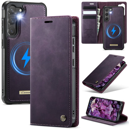 New 2-in-1 RFID Blocking Card Holder Magnetic Leather Phone Case for Samsung