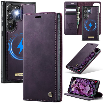 New 2-in-1 RFID Blocking Card Holder Magnetic Leather Phone Case for Samsung