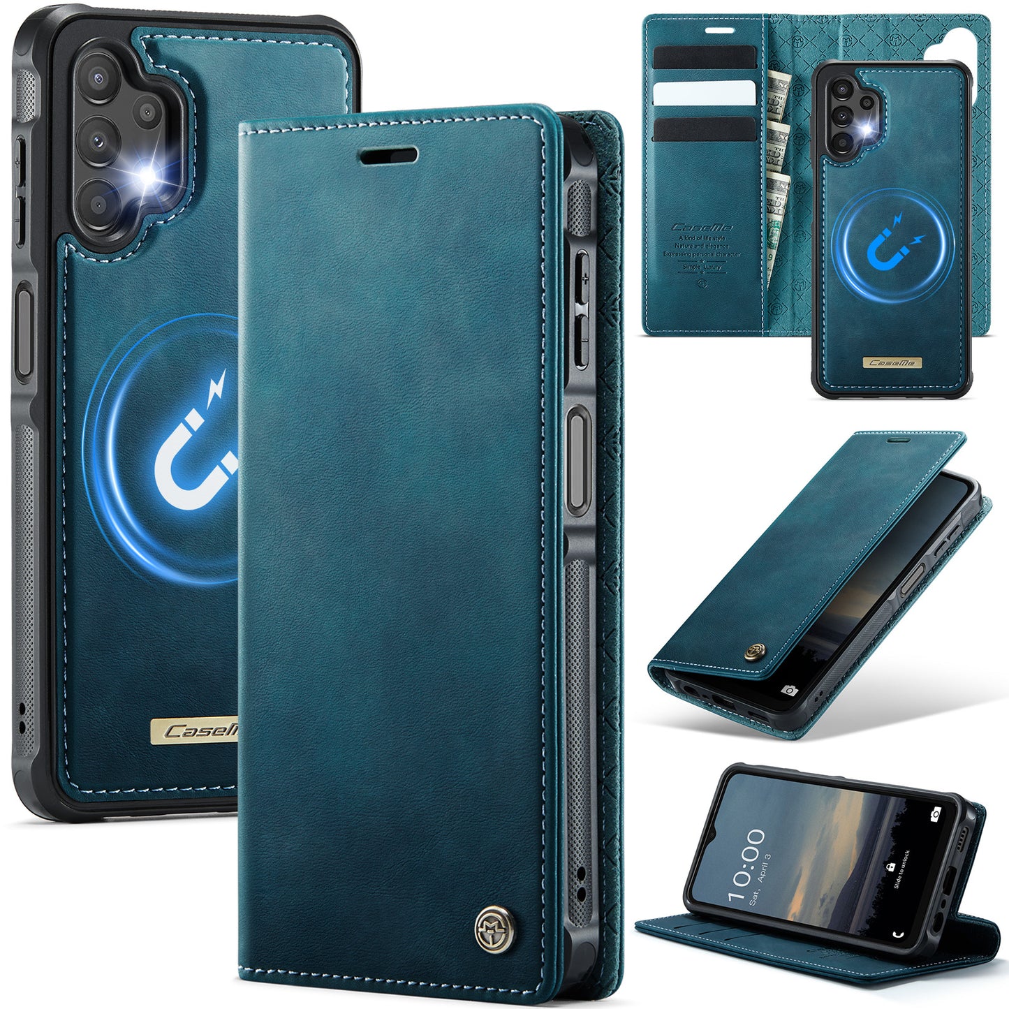 New 2-in-1 RFID Blocking Card Holder Magnetic Leather Phone Case for Samsung Galaxy A