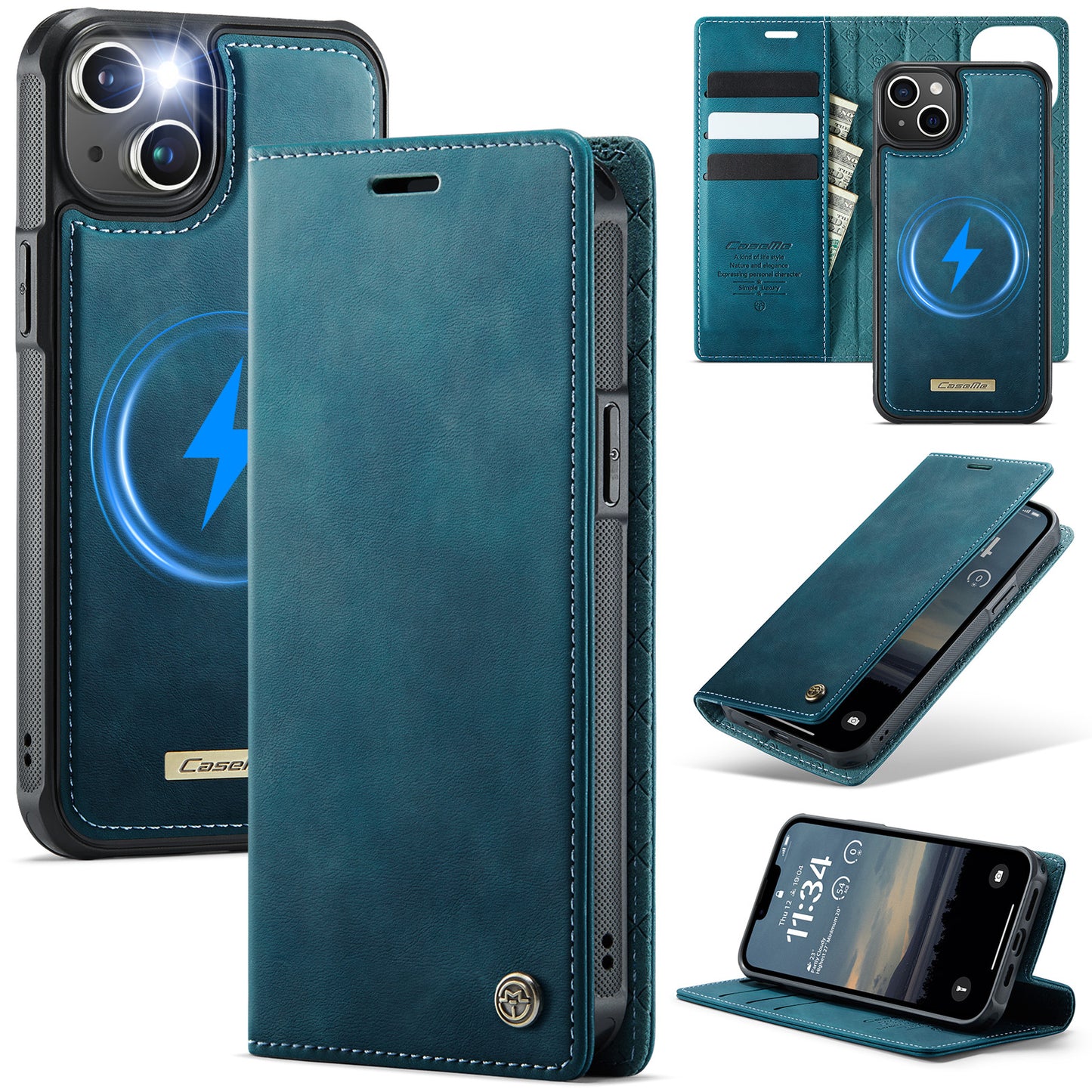 New 2-in-1 RFID Blocking Card Holder Magnetic Leather Phone Case for iPhone