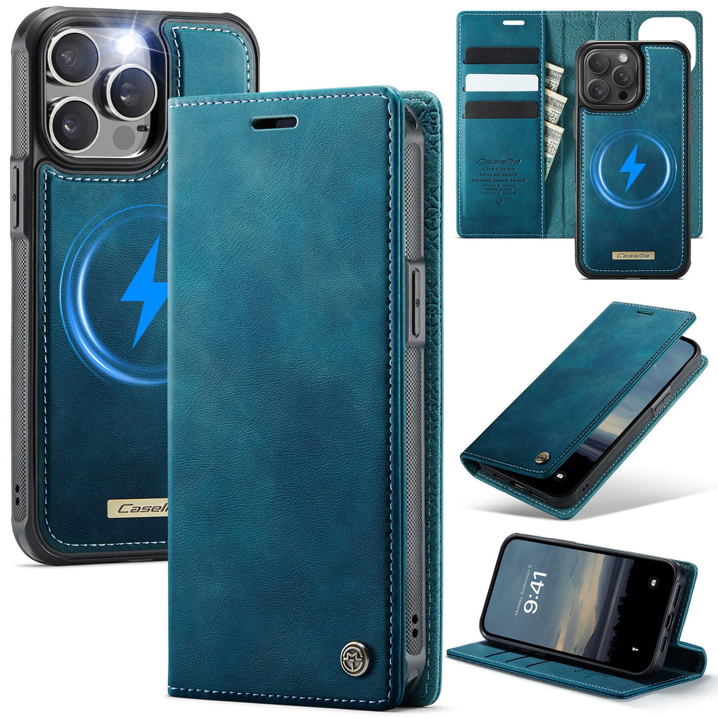 New 2-in-1 RFID Blocking Card Holder Magnetic Leather Phone Case for iPhone