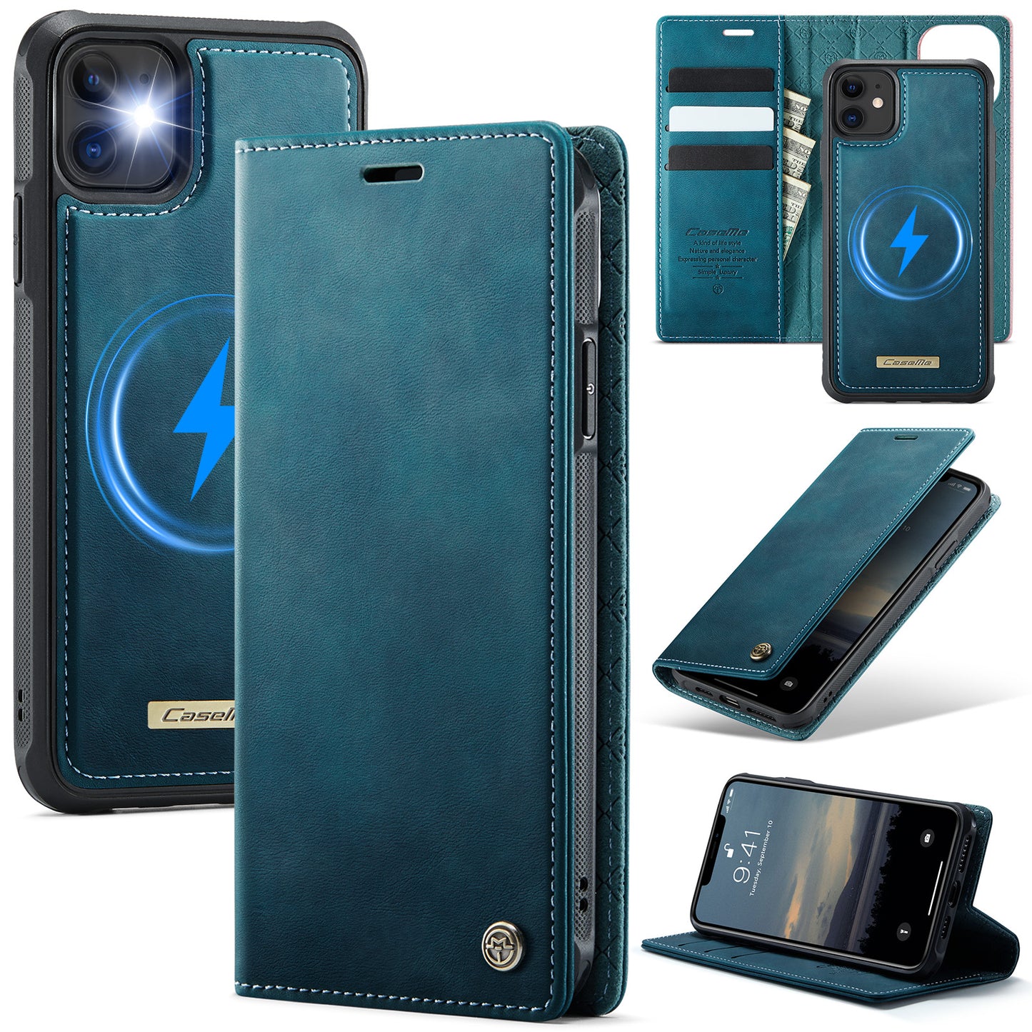 New 2-in-1 RFID Blocking Card Holder Magnetic Leather Phone Case for iPhone