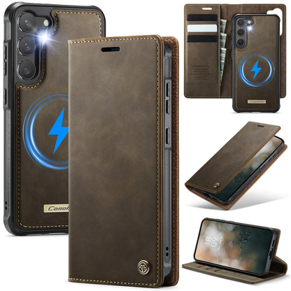 New 2-in-1 RFID Blocking Card Holder Magnetic Leather Phone Case for Samsung