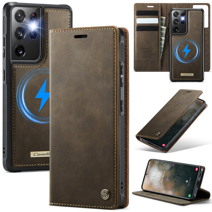 New 2-in-1 RFID Blocking Card Holder Magnetic Leather Phone Case for Samsung