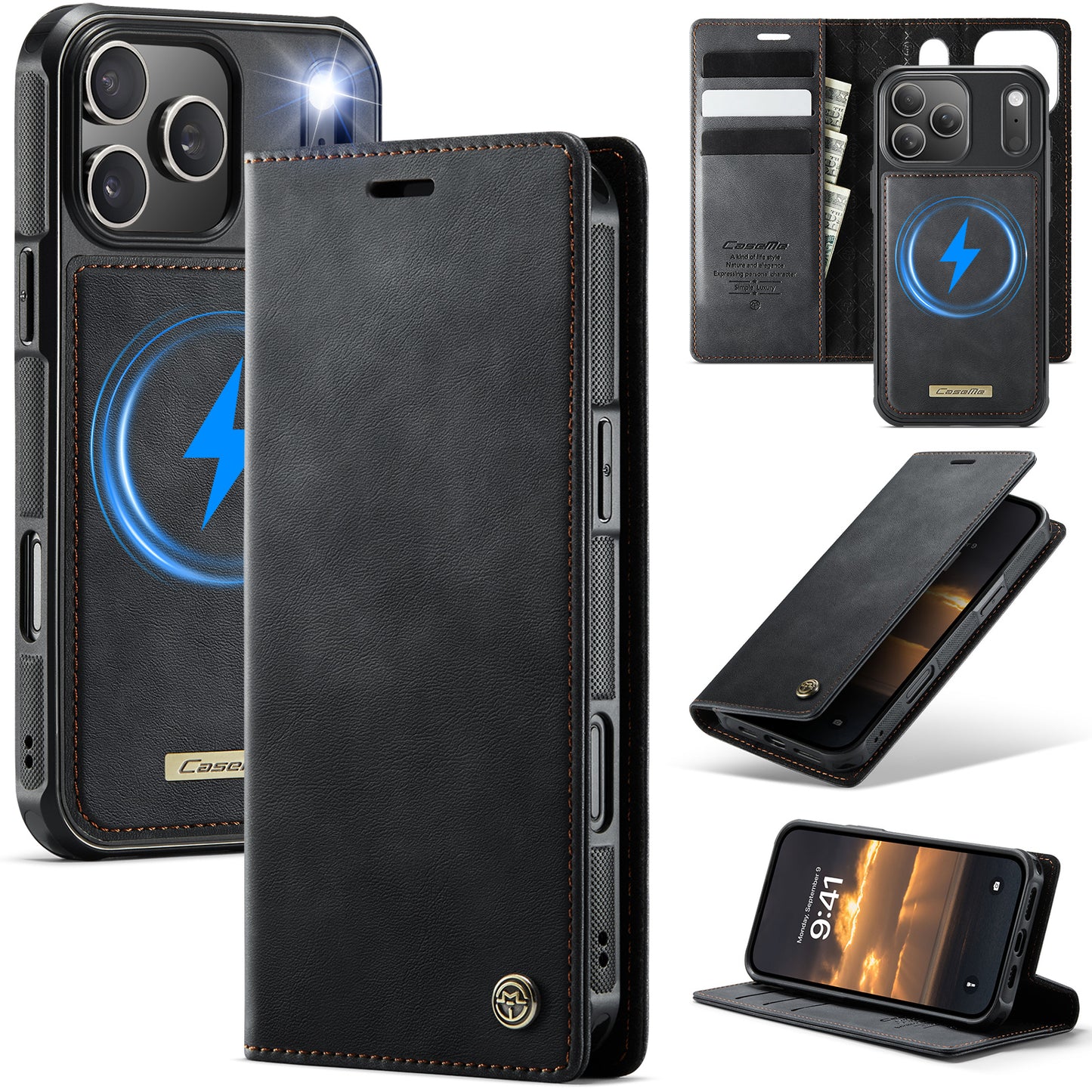 New 2-in-1 RFID Blocking Card Holder Magnetic Leather Phone Case for iPhone Air/17/17 Pro/17 Pro Max