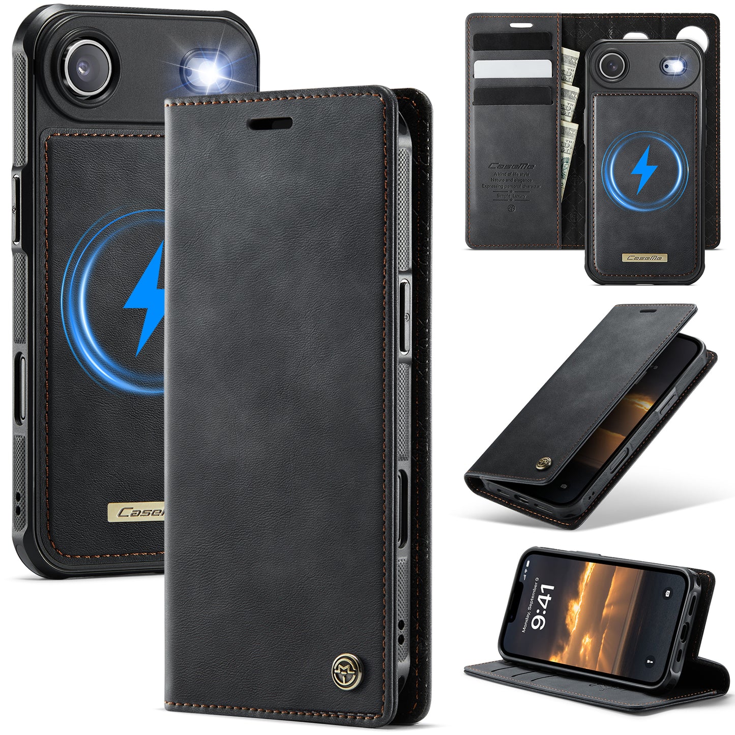 New 2-in-1 RFID Blocking Card Holder Magnetic Leather Phone Case for iPhone Air/17/17 Pro/17 Pro Max