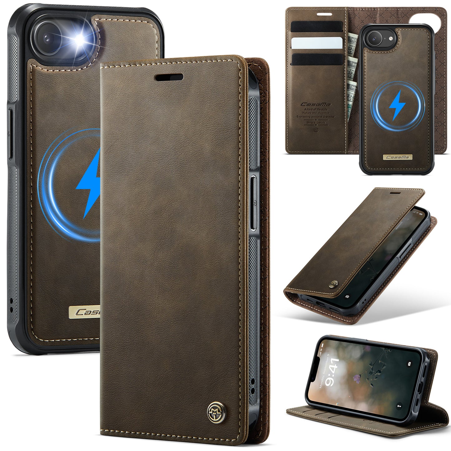 New 2-in-1 RFID Blocking Card Holder Magnetic Leather Phone Case for iPhone