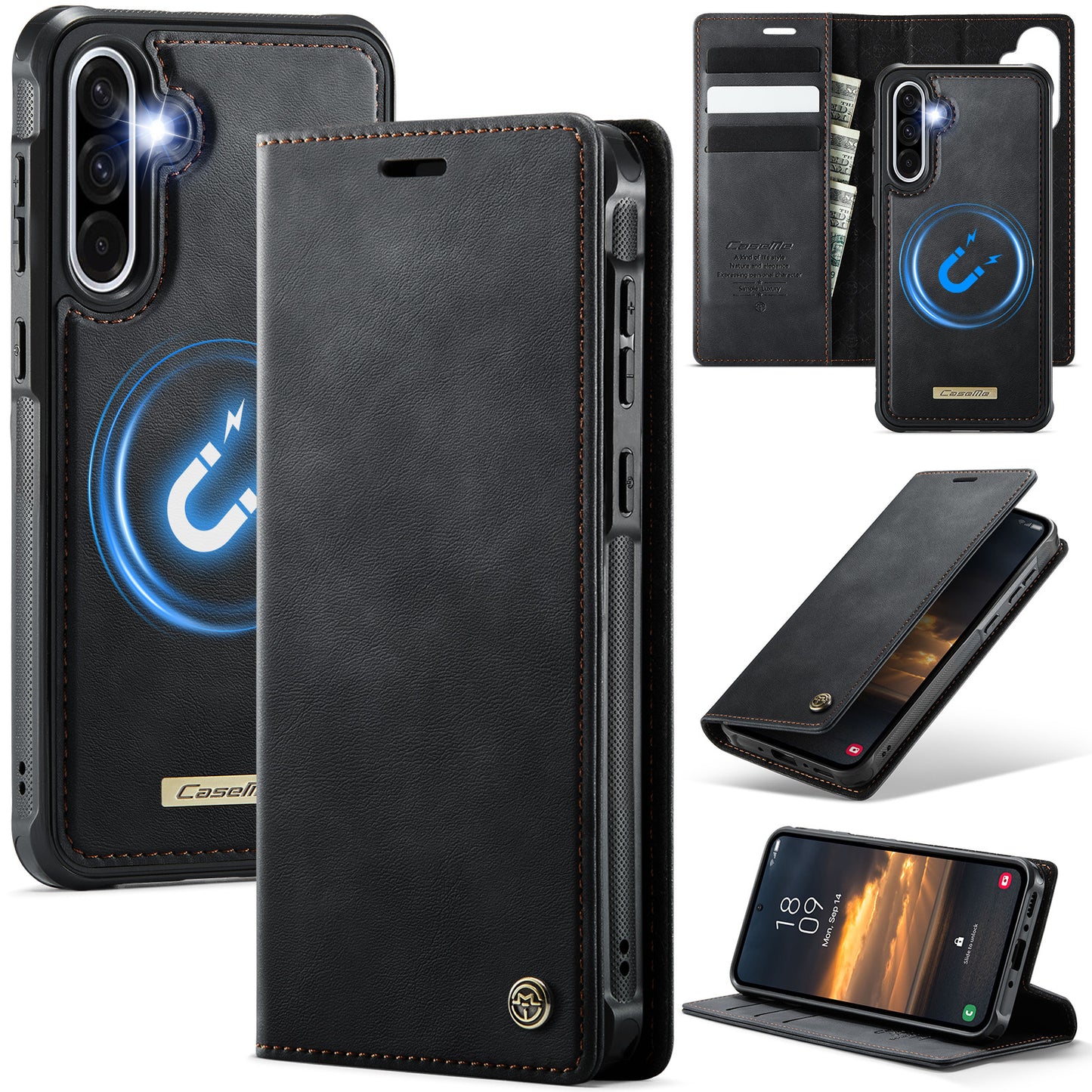 New 2-in-1 RFID Blocking Card Holder Magnetic Leather Phone Case for Samsung Galaxy A