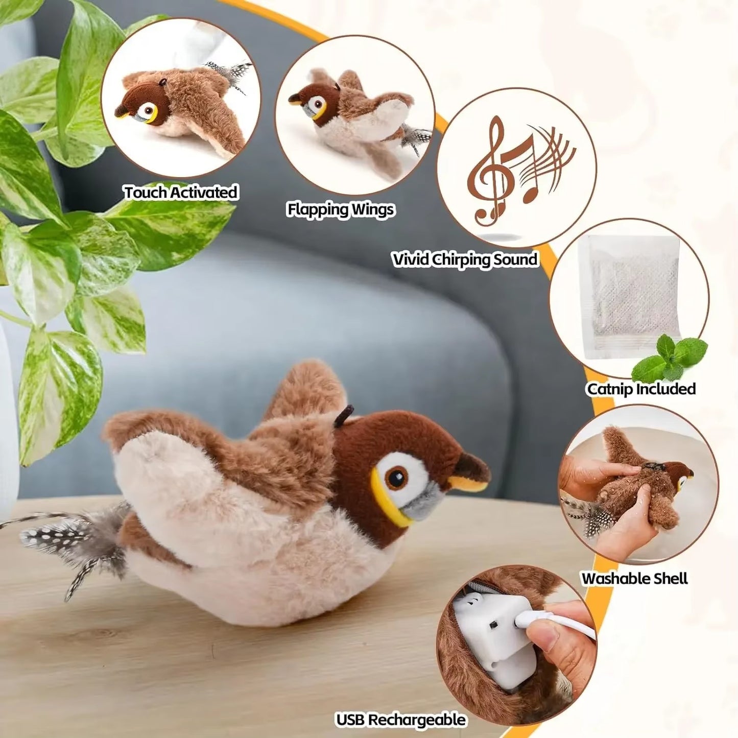 Cat Toy Simulation Sparrow Sound Toy