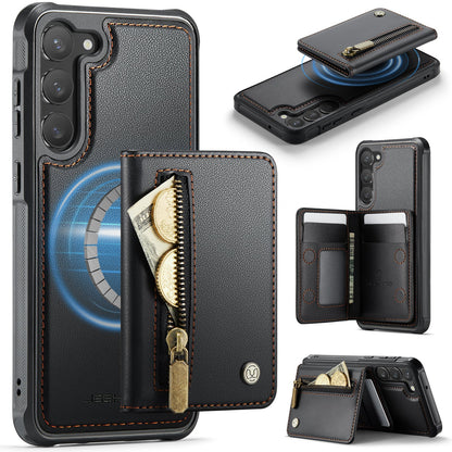 New 2-in-1 RFID Blocking Zipper Wallet Leather Phone Case for Samsung Galaxy S23+