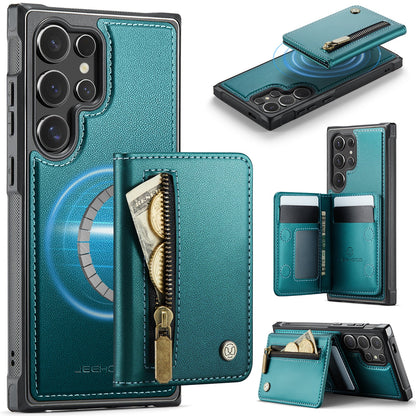 New 2-in-1 RFID Blocking Zipper Wallet Leather Phone Case for Samsung Galaxy S23 Ultra