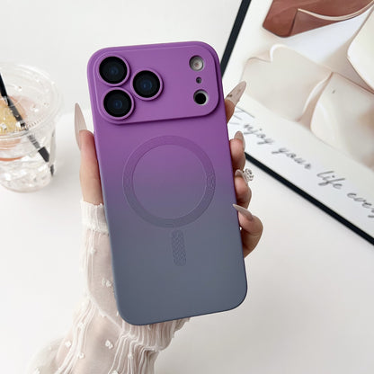 New Liquid Silicone Magnetic Dual Color Gradient Lens Protector Phone Case for iPhone Air/17/17 Pro/17 Pro Max